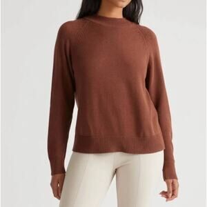 NWT Quince 100% Organic Cotton Mockneck Sweater Cappuccino Brown XS Minimalist